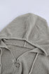 Zipper V-Neck Dropped Sleeve Hooded Solid Sweater
